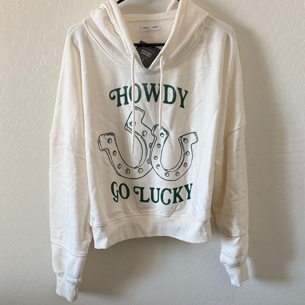 Grayson Threads Cream Hoodie with Green Graphic